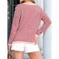 thumbnail image 6 of Womens Sweaters Long Sleeve Crew Neck Color Block Striped Casual Knitted Pullover Tops Red M, 6 of 9