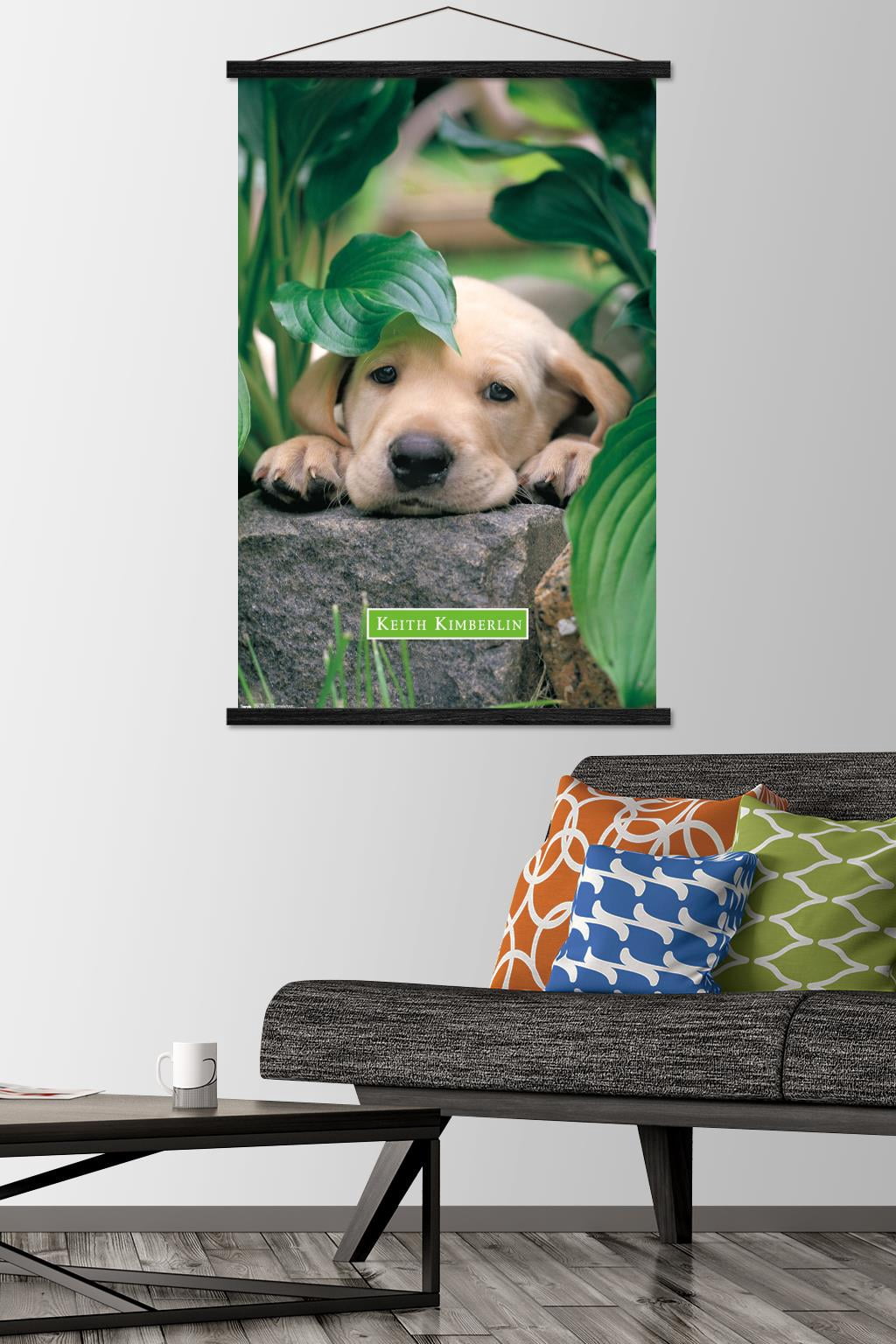 Keith Kimberlin - Puppy - Lazy Days Wall Poster with Wooden Magnetic Frame, 22.375" x 34"