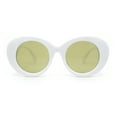 thumbnail image 2 of Womens Classy Plaid Arm Thick Plastic Round Mod Retro Sunglasses White - Green, 2 of 4
