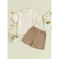 thumbnail image 4 of Bslissey Toddler Boys Shorts Set Solid Color Short Sleeve Lapel Button T-shirt + Elastic Waist Shorts 2Pcs Outfits 6M 12M 18M 24M 3T 4T Infant Summer Casual Clothes, 4 of 9