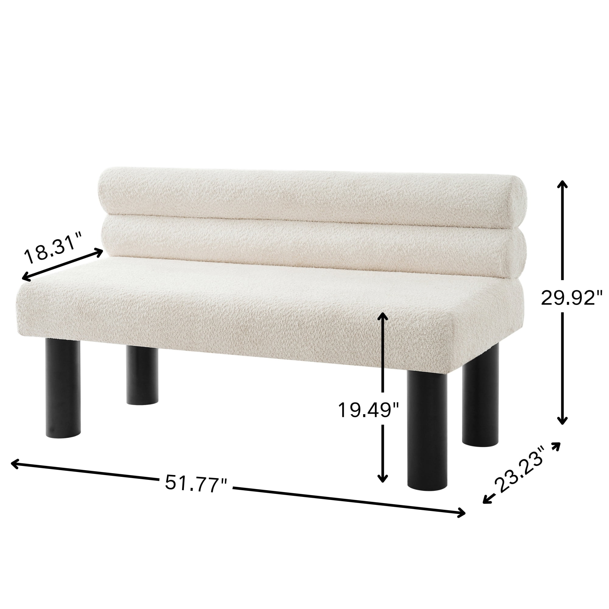 Leumius Upholstered Dining Bench, Entryway Bench, Ottoman for Dining Room, Bedroom, Living Room, Rubber Wood Leg 300 LBS Support, Beige