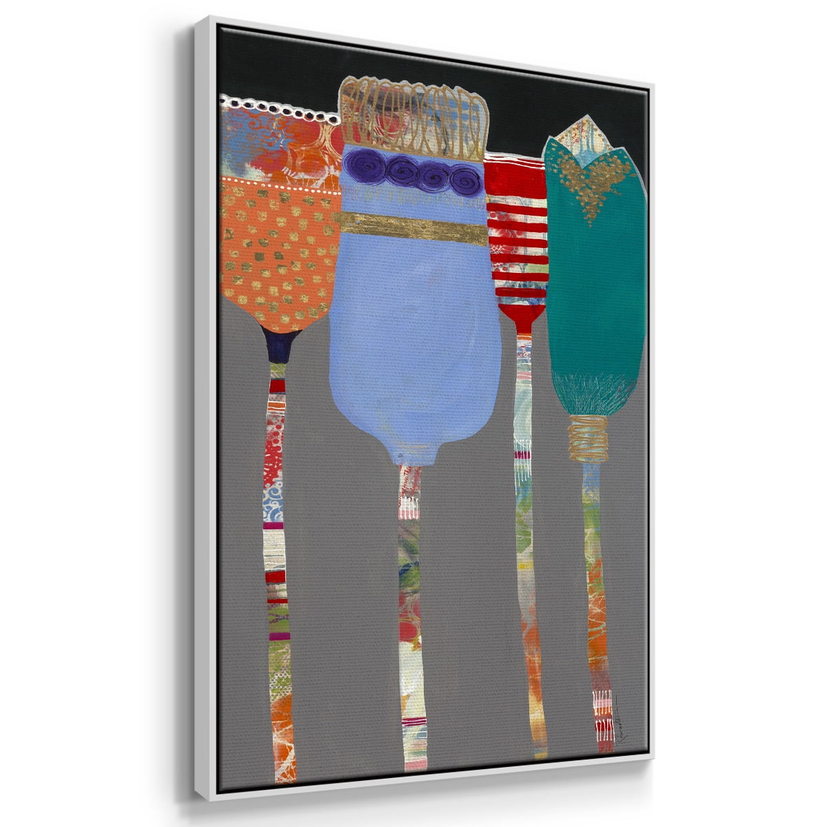 Tall Tulips Framed Premium Gallery Wrapped Canvas - Ready to Hang - 27 x 41 - White Floating Frame