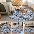 thumbnail image 5 of Round Rugs 3Ft, Blue Tropical Leaves Round Area Rug Washable Indoor Throw Carpet, Summer Palm Trees Botanical Small Non Slip Circle Rug for Bedroom Living Room Home Decor Aesthetic, 5 of 8