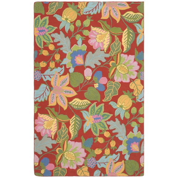 SAFAVIEH Jardin Coriander Floral Wool Area Rug, Red/Multi, 8' x 10'