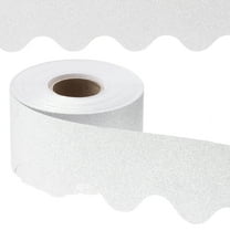 Uxcell Glitter Bulletin Board Border, 65.6 Feet Poster Chalkboard Cork Decoration Trim Scalloped Borders Wall Decor for Classroom Office Locker, Silver Tone