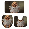 thumbnail image 2 of Funny Dog Puppy Bathroom Rugs Set Cute Golden Dog Cartoon Newspaper Toilet Non Slip Absorbent Soft Bath Mats 3 Piece Set with Bathroom Rug, U-Shaped Floor Mat, Toilet Seat Cover Small Size, 2 of 9