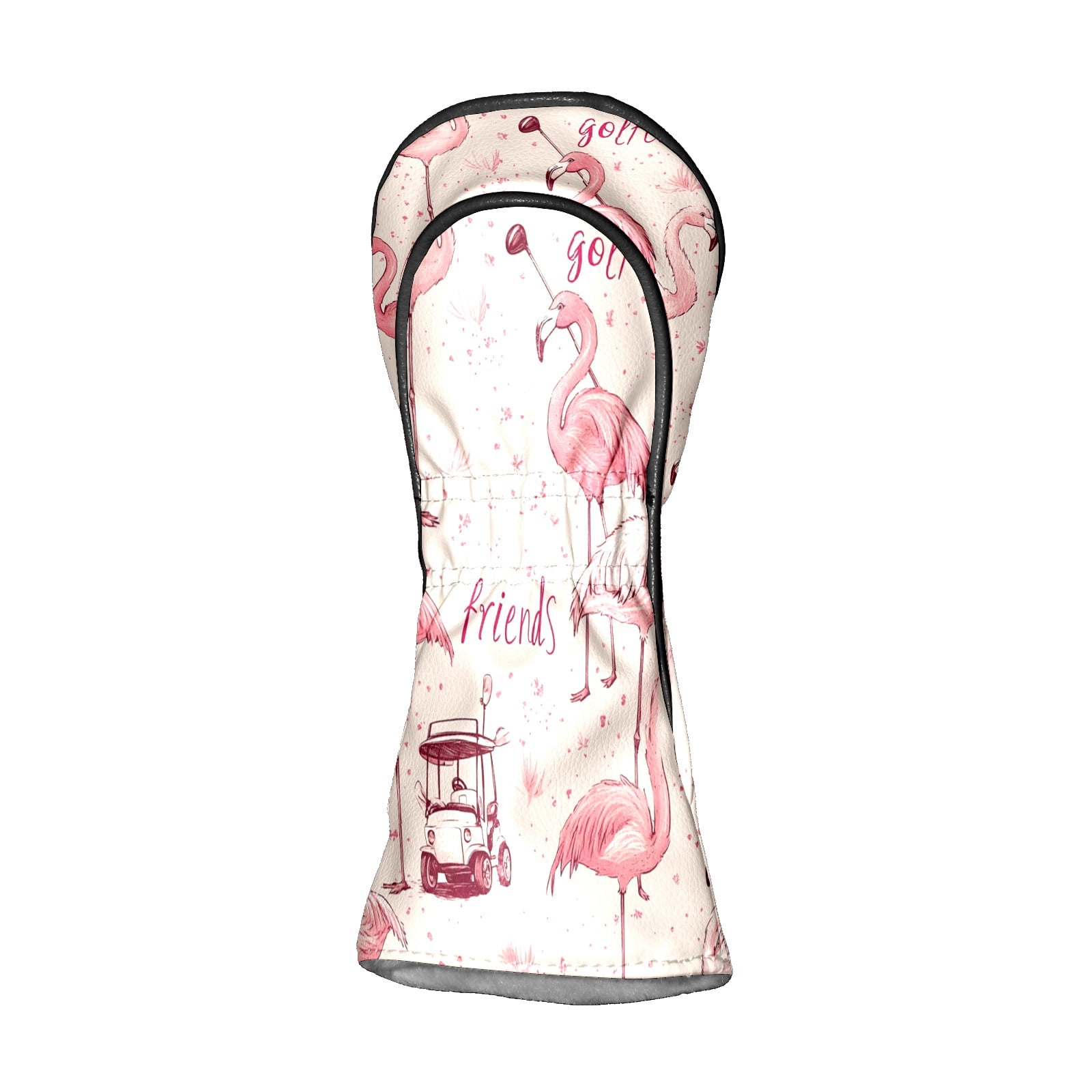 Golf Club Covers PU Leather Waterproof Head Covers for Fairway Woods Hybrids Flamingo