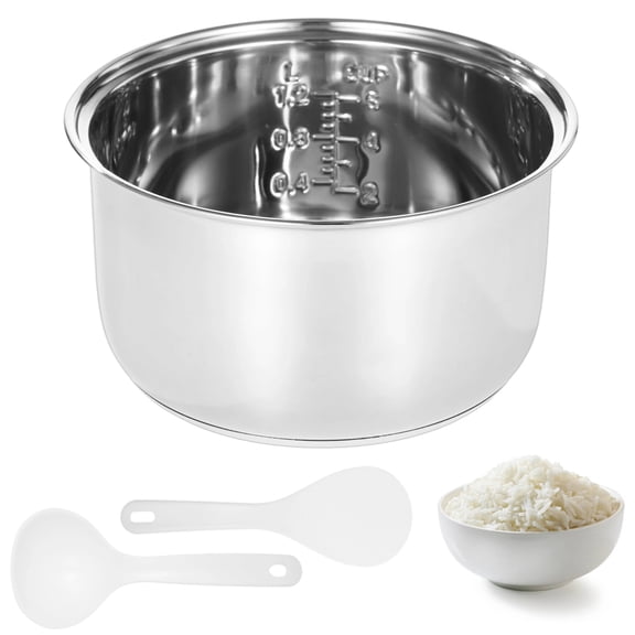 304 Stainless Steel Inner Pot, 3 L/5.5-Cup Rice Cooker Inner Bowl, Compatible with Zojirushi NS-TSC10 Cookers, Replacement Inner Bowl, Includes Rice and Soup Spoons, Easy-to-Clean