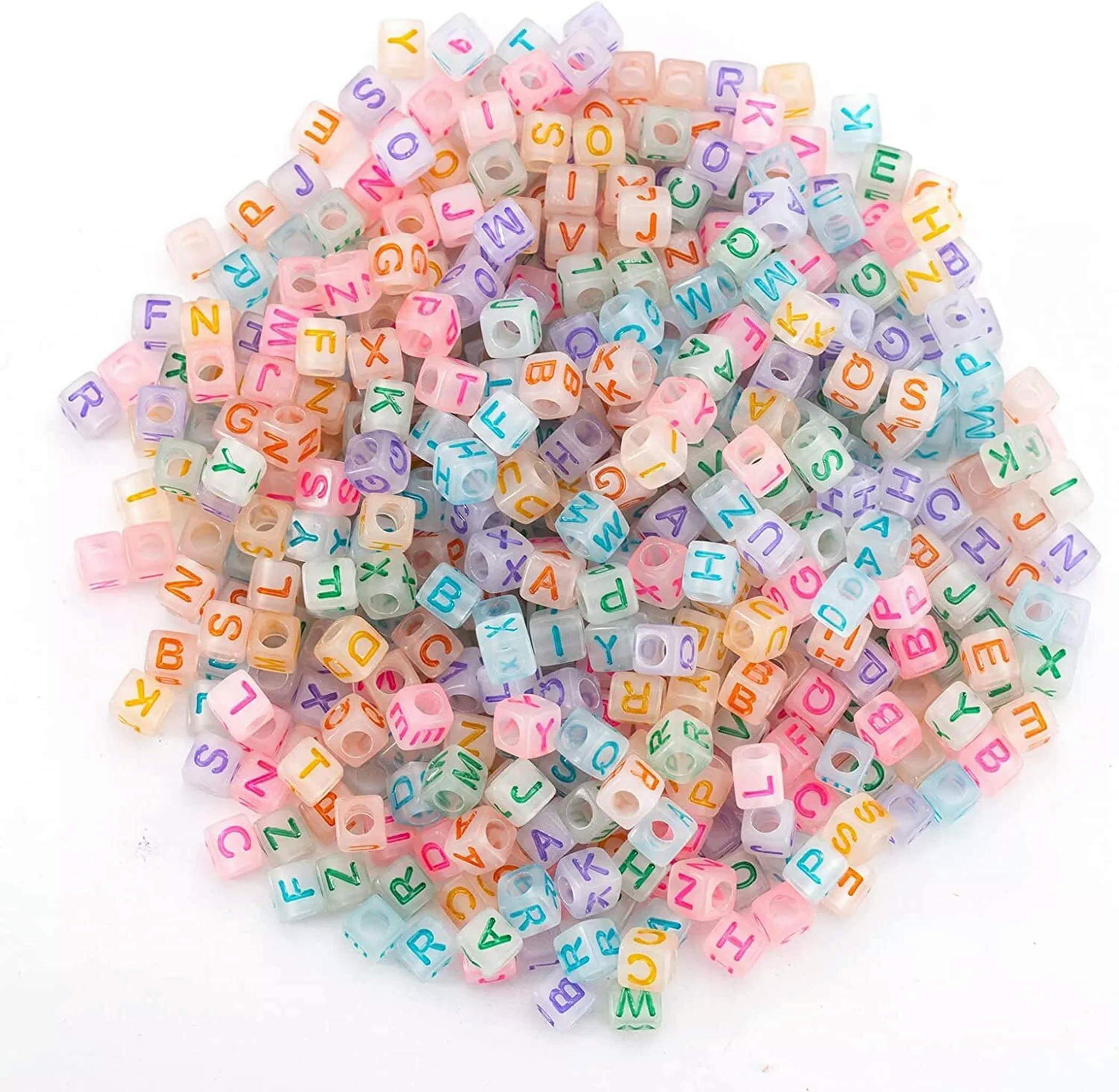 U8MO Alphabet Beads Letter GLOW Bulk Beads Wholesale 6mm Cube Assorted Lot 1000pcs