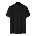 thumbnail image 4 of JUUYY Men's Summer Knit Mock Turtleneck Tshirt Ribbed High Collar Short Sleeve Pullover Tops Spring Summer Basic Fitted Muscle Undershirt Black L, 4 of 7