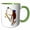 Green/White, variant on 3drose, Cute Funny Basset Hound Playing Baseball or Softball Cartoon, 11oz Two-tone Green Mug