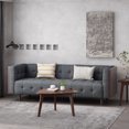 thumbnail image 2 of GDF Studio Croton Contemporary Fabric Tufted 3 Seater Sofa, Charcoal and Brown, 2 of 7