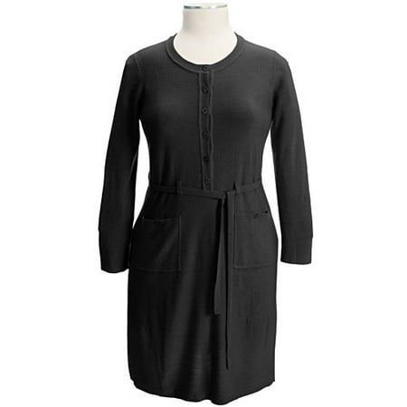 Women's Plus Belted Henley Sweater Dress