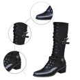 thumbnail image 6 of Wovix Women's Pu Knee High Riding Combat Boots Trendy Streetwear Boots Buckle Riding Boots Party Wear Daily Work Black 37, 6 of 7
