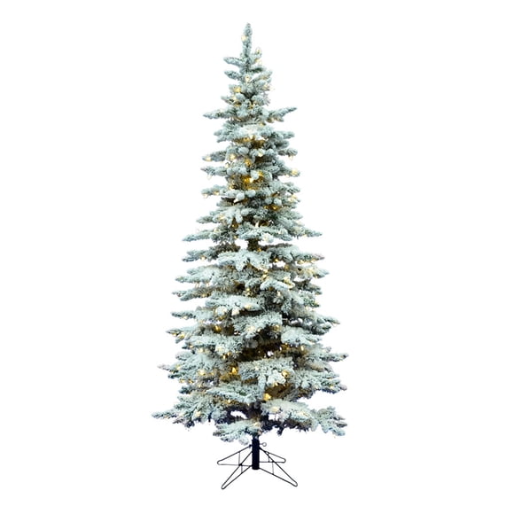 Vickerman Slim Utica 6.5' Flocked Artificial Christmas Tree with LED Lights