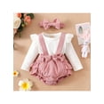 thumbnail image 2 of Bagilaanoe Newborn Baby Girl Rompers Patchwork Long Sleeve Bodysuit + Headband 3M 6M 12M 18M Infant Fall One Piece Jumpsuit, 2 of 9