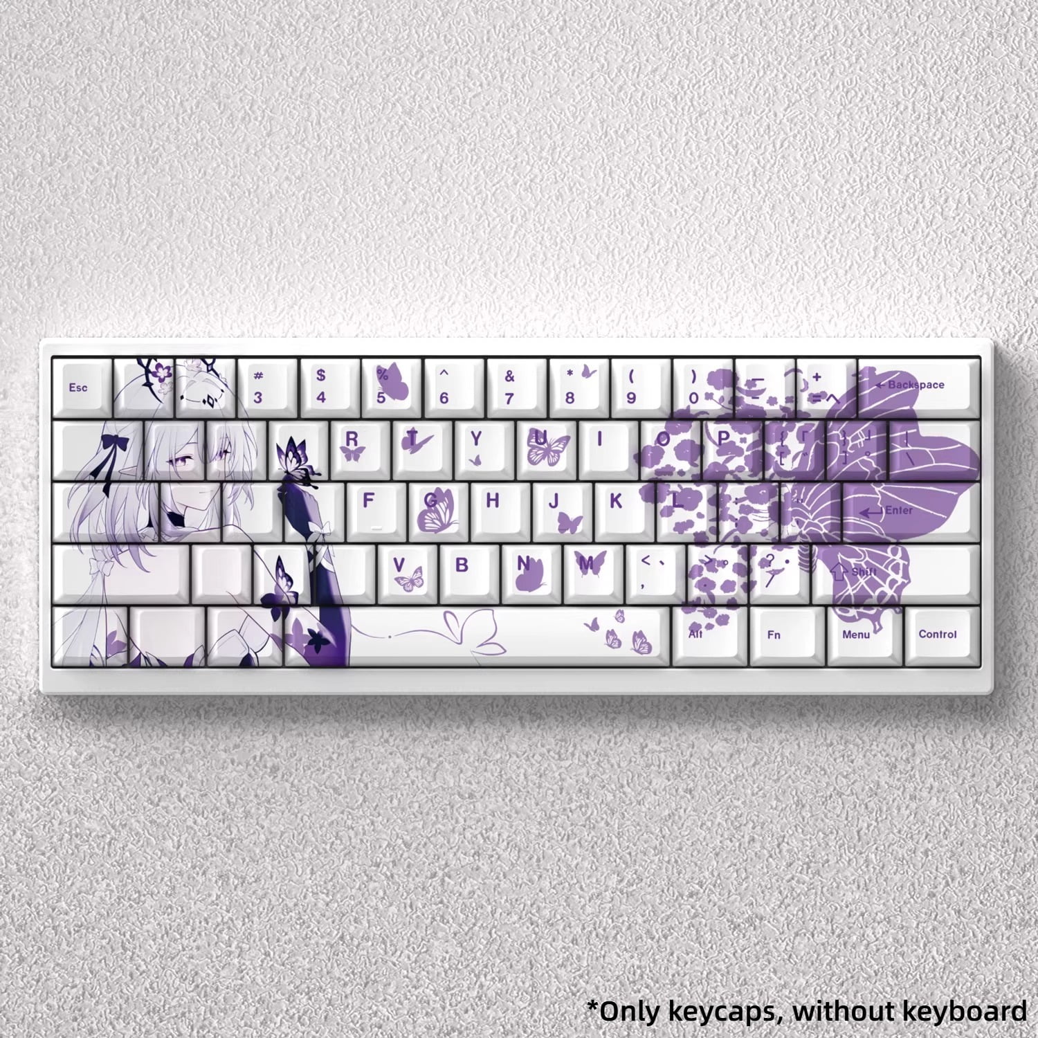 Anime Keycap Set Butterfly Design, cherry Profile 5-Side Dye-Sublimation PBT Keycaps for 60/65/68/75/87 Mechanical Keyboards