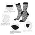 thumbnail image 4 of Womens Black Checkered Dress Crew Socks Colorful Novelty Socks, 4 of 7
