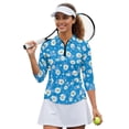 thumbnail image 3 of Binienty Blue Daisy Golf Shirts for Women Athletic 3/4 Sleeve Shirts Lightweight with Collar Shirt Machine Washable for Golf,Tennis,Hiking,Running,Gym, 3 of 7
