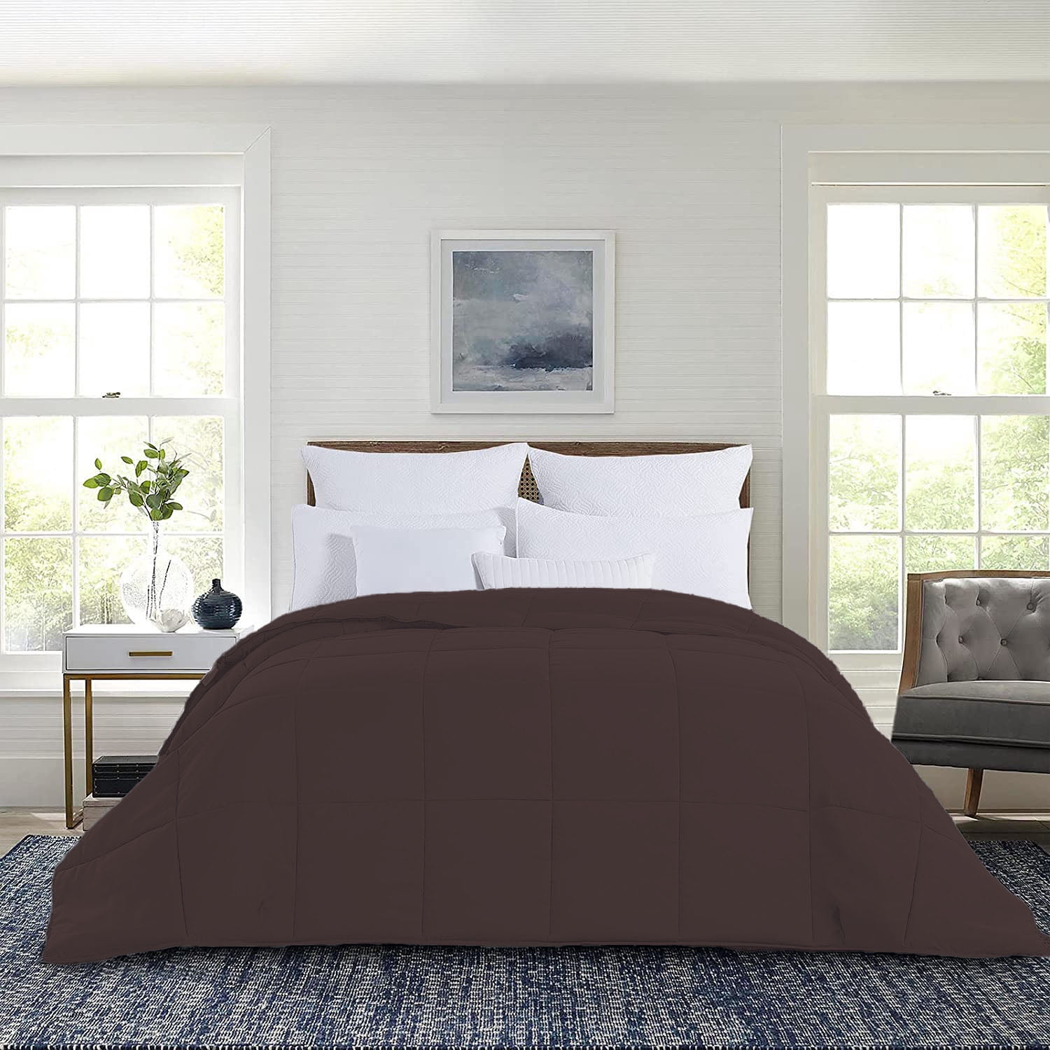 1-Piece Down Alternative Comforter - Soft Lightweight Microfiber Comforter – Hypoallergenic, Breathable, Year-Round Use Bedding