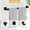 thumbnail image 3 of MEKOTRIN 5Pieces Bathroom Hardware Accessories Set Black Bathroom Towel Rack Set Towel Rack Bathroom 23 Inch Towel Bar Towel Toilet Paper Holder and 2 Robe Hooks Wall Mounted, 3 of 8