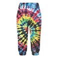 thumbnail image 4 of Casual Capri Pants Women Summer Athletic Tie Dye Print Elastic Waist Sweatpants with Pocket Joggers Fashion Bottoms, Multicolor, XXL, 4 of 7