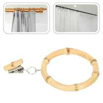 MERRYHAPY Curtain Rings Bamboo Curtain Ring Clip Beige 1Pcs