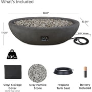 Real Flame Riverside 58 Oval Concrete Propane Fire Pit in Shale