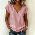thumbnail image 6 of Women's Summer Casual V-Neck Striped Short Sleeve Top, 6 of 8