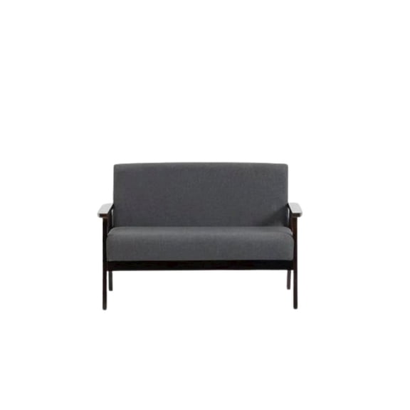 FurniFact Dark Gray Loveseat, Solid Wood Frame, Espresso Arms