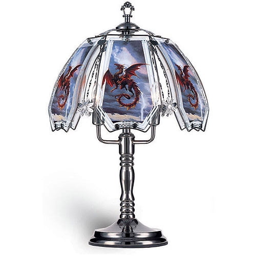 OK Lighting 23.5"H Red Dragon Theme Touch Lamp, Black Chrome Walmart