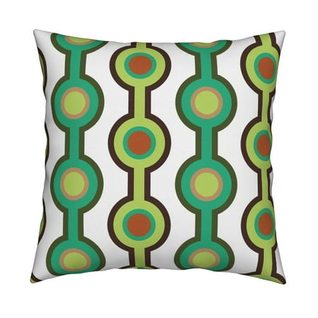 Mod Dot Circles - Linear Stripe Mod Dot Circle Throw Pillow Cover w Optional Insert by Roostery