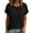 Black-01, variant on Perfectbot Women's Crew Neck Linen Blend Top with Decorative Side Buttons, Casual Short Sleeve Summer Blouse