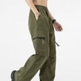 thumbnail image 5 of RongHuan Womens Windbreaker Pants Loose Fit Wide Leg Cargo Pants High Waist Pants with Pockets Casual Outdoor Hiking Pants, 5 of 5