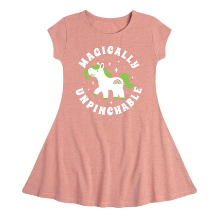 

Instant Message - St. Patrick s Day - Magically Unpinchable - Unicorn - Toddler And Youth Girls Fit And Flare Dress