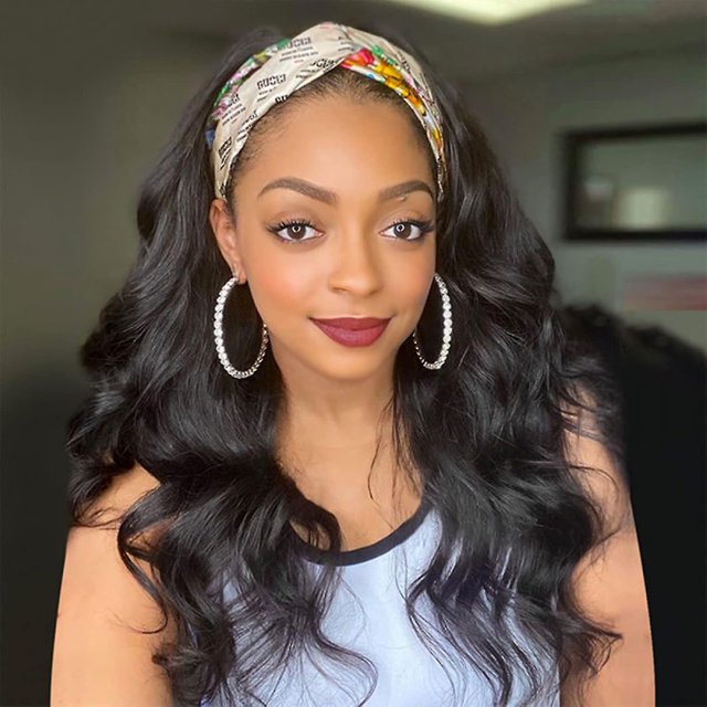 Peluca con diadema de ondas corporales de 24 ", peluca ondulada larga de Color Natural sintético para mujeres negras, peluca sin pegamento, adecuada para Gatheri diario LingWen 8390613768179