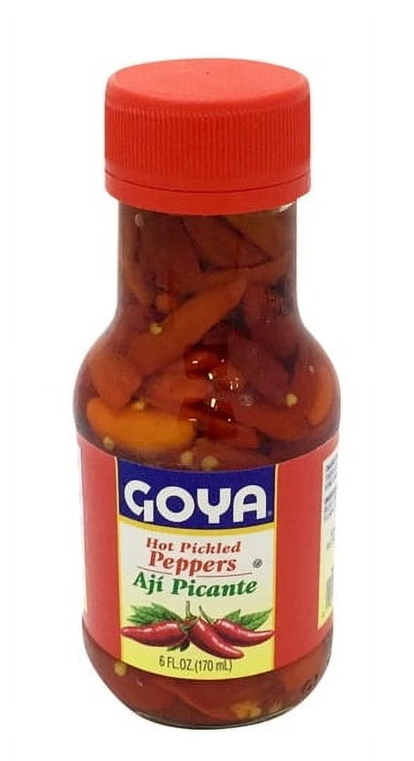 Goya Hot Pickled Red Peppers Aji Picante 6 oz (Pack of 3)