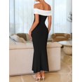 thumbnail image 3 of Vestido largo ZESICA 2025 para verano con hombros descubiertos, color negro, 3 of 9