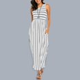 thumbnail image 2 of Sngxgn Women's Summer Bodycon Casual Midi Sleeveless Hollow Out Knit Side Slit Striped Long Tank Dress(White,XXL), 2 of 7