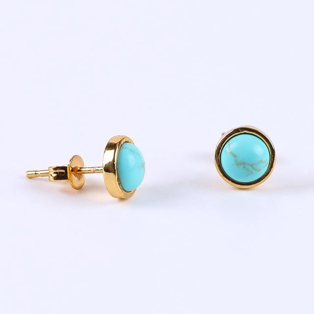 Women Gold Color Ear Piercing Stone Bead Onyx Black Crystal Earring