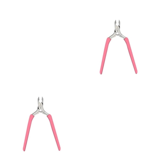 Jumpingount Manicura Uña de los pies Cuticle Nipper Tijeras Dead Skin Remover Clippers Tool Olecranon Acero inoxidable Cuidado Recorte Rosa Rosa 2Conjunto