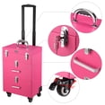 thumbnail image 3 of Byootique Pink Rolling Makeup Case Trolley on Wheels Cosmetic Artist Nai Polish Tattoo Train Organizer with Keys & DrByootiqueers, 3 of 12