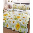 thumbnail image 3 of Quilts Twin Size Bedding Set, Yellow White Daisy Lightweight Quilted Comforter, Farmhouse Garden Flowers Blossom Soft Reversible Bedspread Coverlet with Pillow Covers for All Season, 68" x 86", 3 of 7