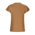 thumbnail image 2 of QLEICOM Womens Summer Tops Oversized T-shirts Short Sleeve V-Neck Solid Tunic Casual Loose Tunic Tank Tops Women Shirts Blouses Khaki S, 2 of 6