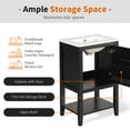 thumbnail image 3 of HICOMILA 20" Small Bathroom Vanity with Sink Combo, Freestanding Vanity Cabinet with Soft Closing Door, Storage Rack, Open Shelf, Black, 3 of 7