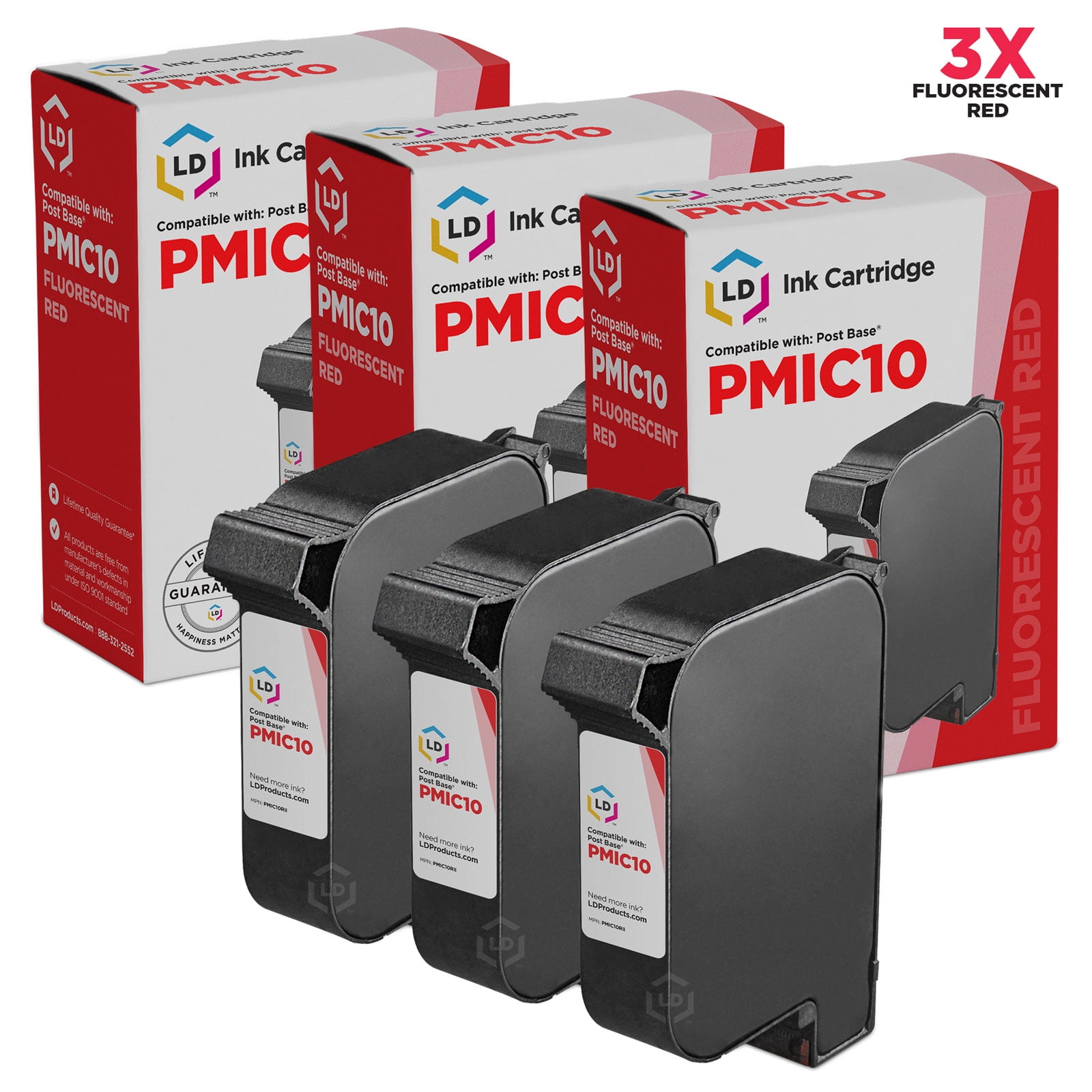 Remanufactured Replacement For Fp Postbase Pmic10 Pack Of 3 Fluorescent Red Cartridges For Francotyp Postalia Postbase Mini Walmart Com Walmart Com