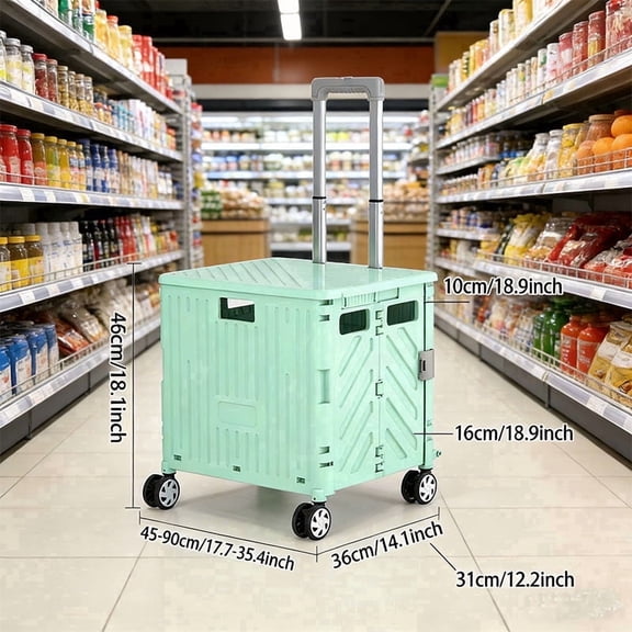 Collapsible Rolling Folding Dolly Cart for Teachers - Multi-Functional Teacher Dolly with Extra Storage, Durable Wheels, and Easy-to-Fold Design for Classroom, Office, Shopping