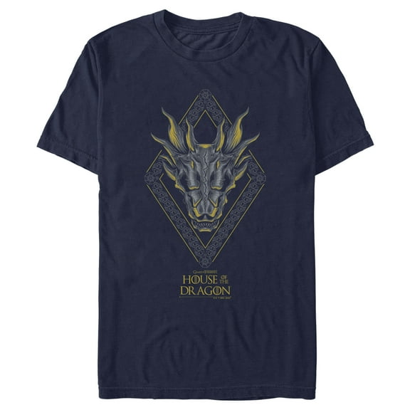 Men's Game of Thrones: House of the Dragon Skull Diamond Graphic Tee Navy Blue 2X Large