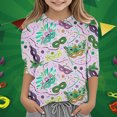 thumbnail image 2 of Mardi Gras Shirts Kids Boys Girls 3/4 Sleeve Casual Round Neck T-Shirt Carnival Themed Mask Graphic Tees Soft and Comfortable Pullover Tops Light 3-4 Years, 2 of 5