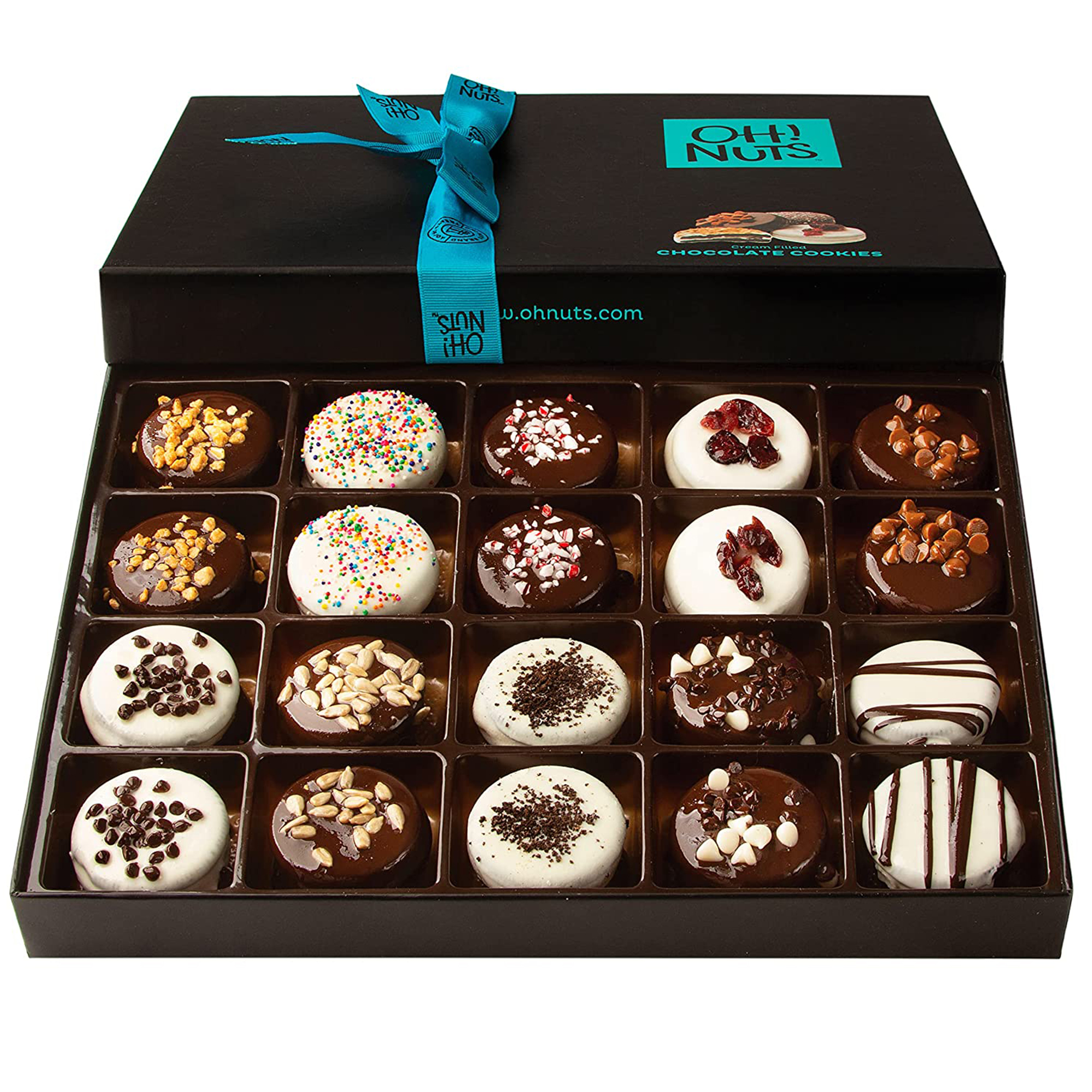 Oh! Nuts Gift Box of 20 Premium Gourmet Chocolate Holiday Sandwich